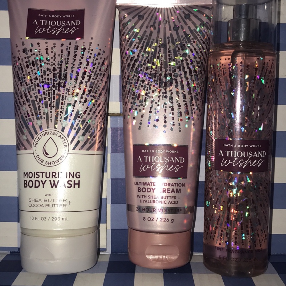 💕 Bath & Body Works 3 Piece Set: Wash / Cream / Spray A Thousand Wishes Scent💕